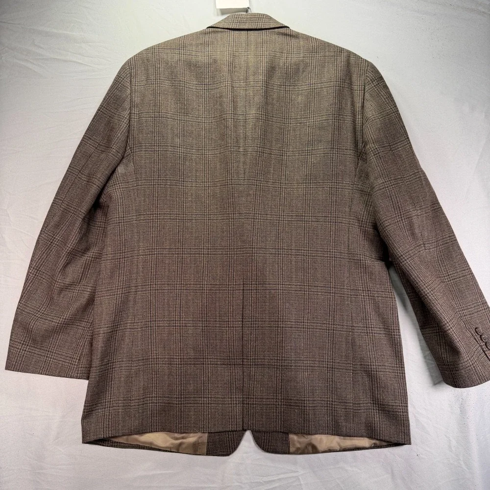 Lauren Ralph Lauren Blazer Mens 46L Brown Glen Check Wool Two Button Notch